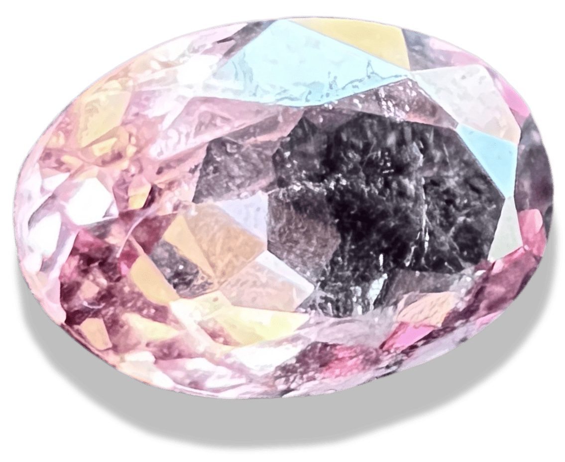 pierre de tourmaline elbaite rose taillée sur fond transparent
